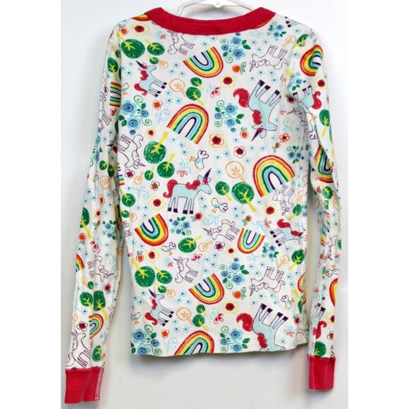 Hanna Andersson PJ Shirt Rainbows Unicorns sz 140 10 Top Trees Print - Picture 4 of 7